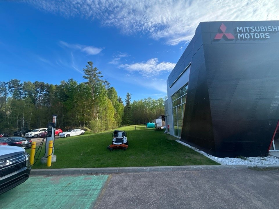 Mowing a commercial property lawn